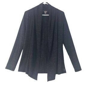 EDDIE BAUER Women's Black Marble Open Front Casual Cardigan Sweater Size Medium